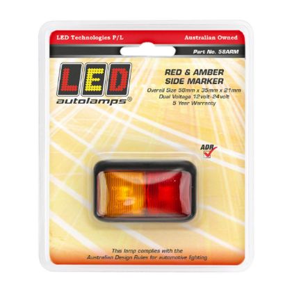 Picture of LED MARKER LAMP RED/AMB BLACK BEZEL - L58ARM